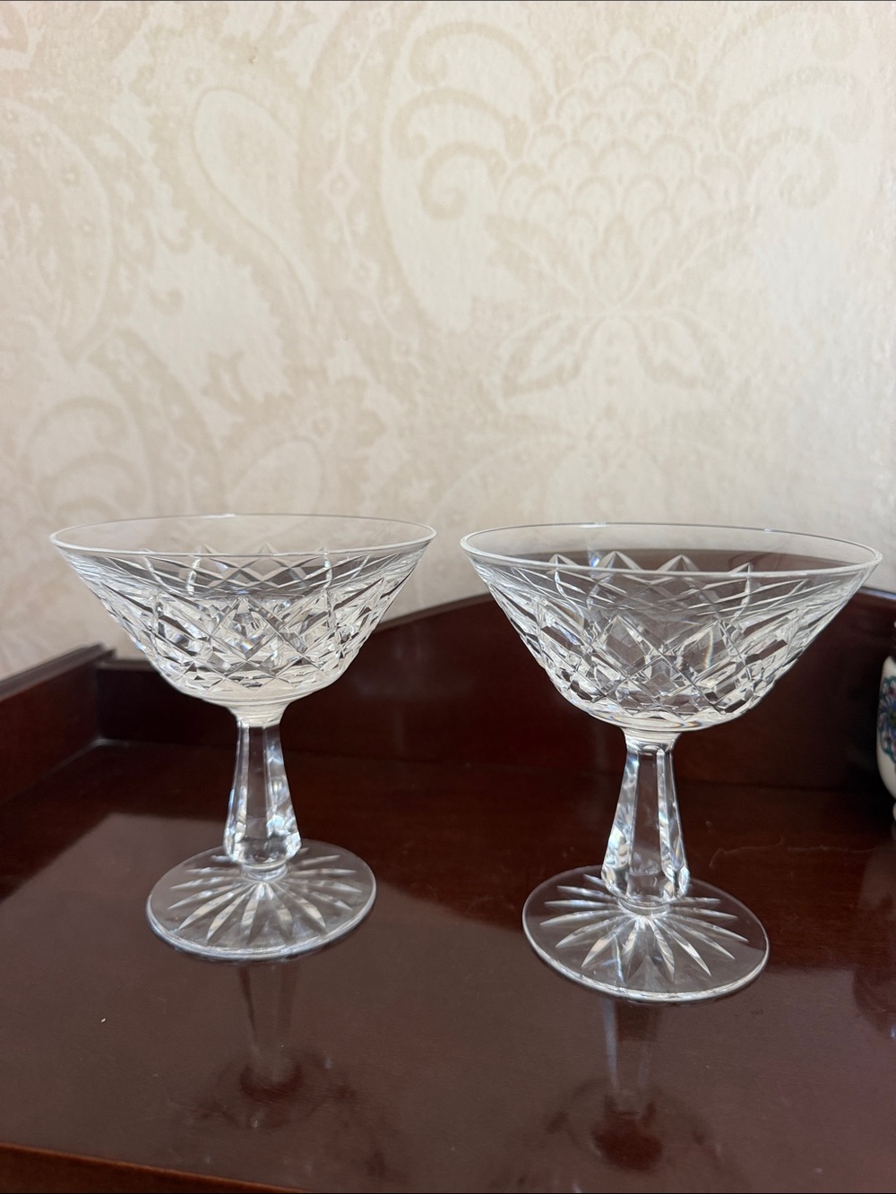 Waterford Crystal Clear Cut Crystal Coupe Pair